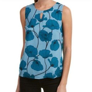 Cabi Womens Sleeveless Blue Poppy Floral Tank Top Blouse Small 3268 Lined NICE